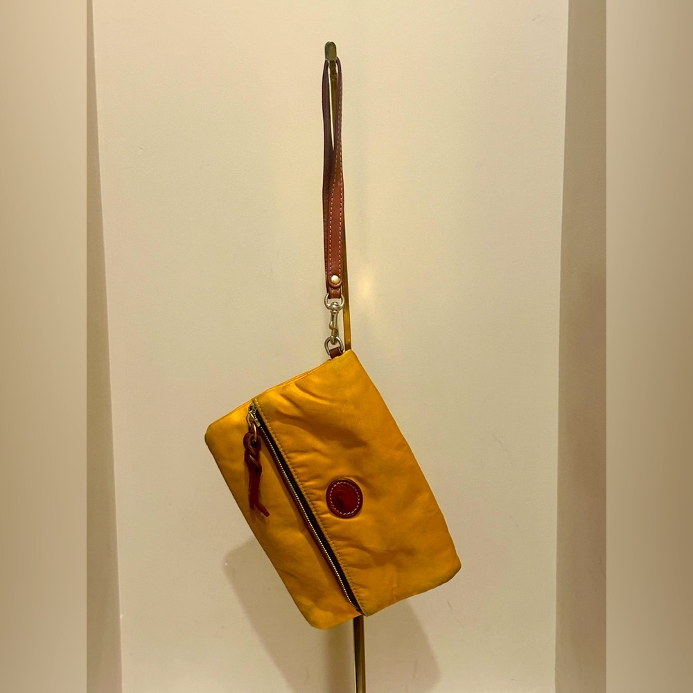 Dooney and Bourke Yellow Nylon Magnetic Foldover Wristlet/Clutch